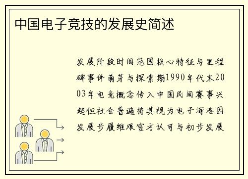 中国电子竞技的发展史简述